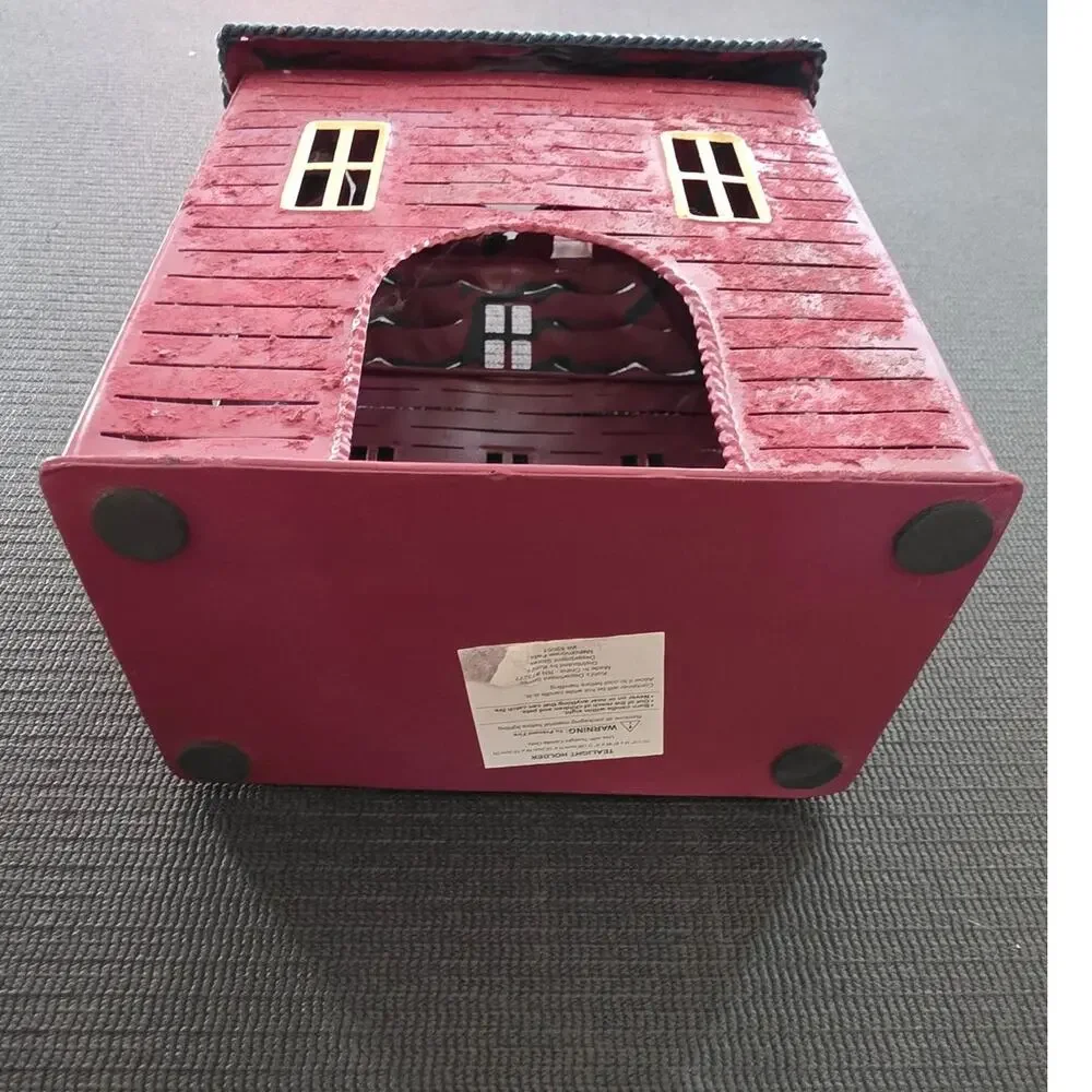 Metal House Tea LIght with Articulating Weathervane on Top Cottagecore Novelty